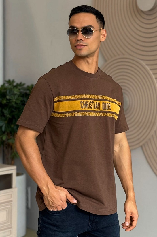 Мужская оверсайз футболка Dior - Brown