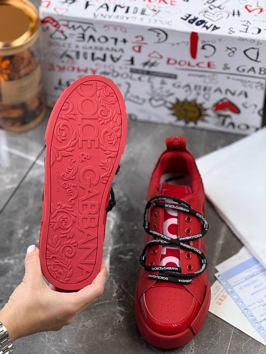 Красные кожаные кроссовки Dolce & Gabbana