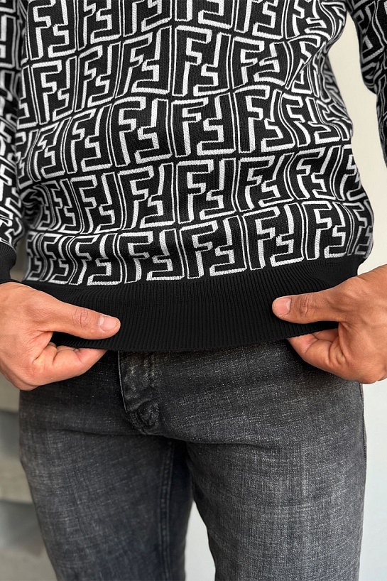 Чёрный джемпер Fendi FF Monogram