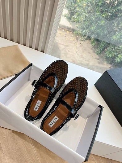 Женские плетёные балетки Alaia Premium - Black   