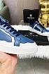 Кожаные кроссовки с мехом Balmain low-top - Blue / White
