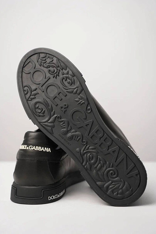 Кожаные кроссовки с мехом Dolce & Gabbana Portofino