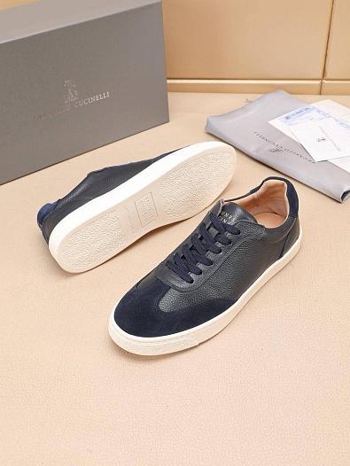 Комбинированные кроссовки Brunello Cucinelli low-top - Navy   