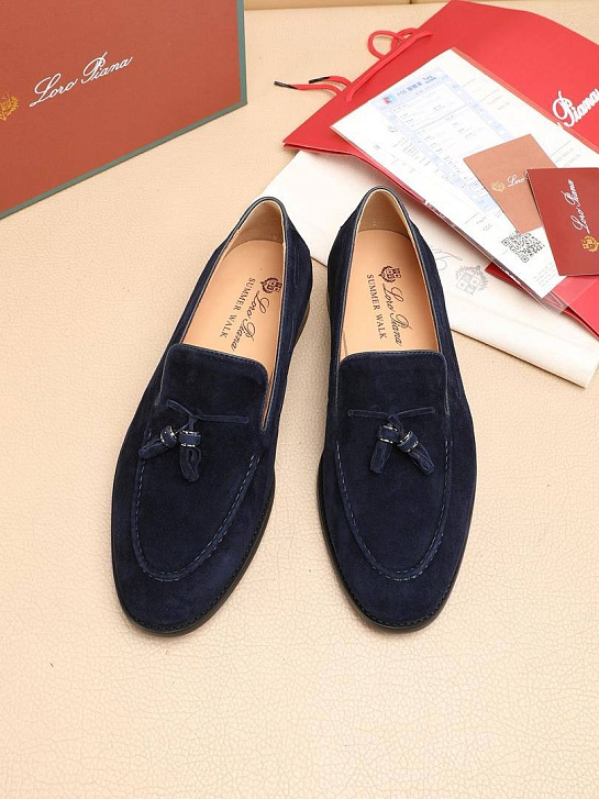 Замшевые лоферы Loro Piana tassel - Navy
