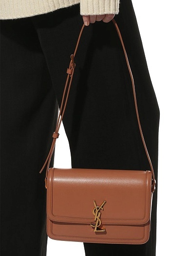 Кожаная сумка Yves Saint Laurent Solferino Lock 23x16 см - Brown   