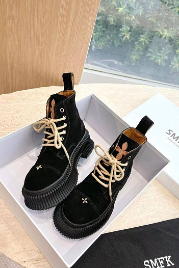 Женские замшевые ботинки SMFK Premium - Black / Brown   