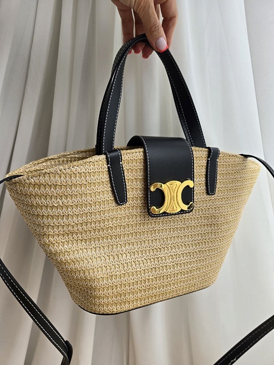 Плетёная сумка с кожаной отделкой Celine 30x18 см
