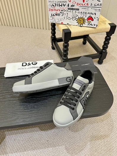 Кожаные кроссовки Dolce & Gabbana Portofino - Grey   