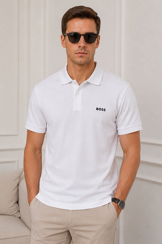 Мужское поло Hugo Boss белого цвета