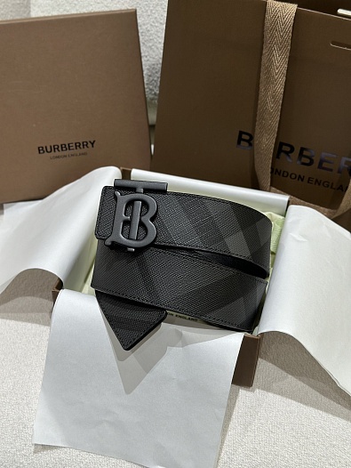 Кожаный ремень Burberry Check TB premium   
