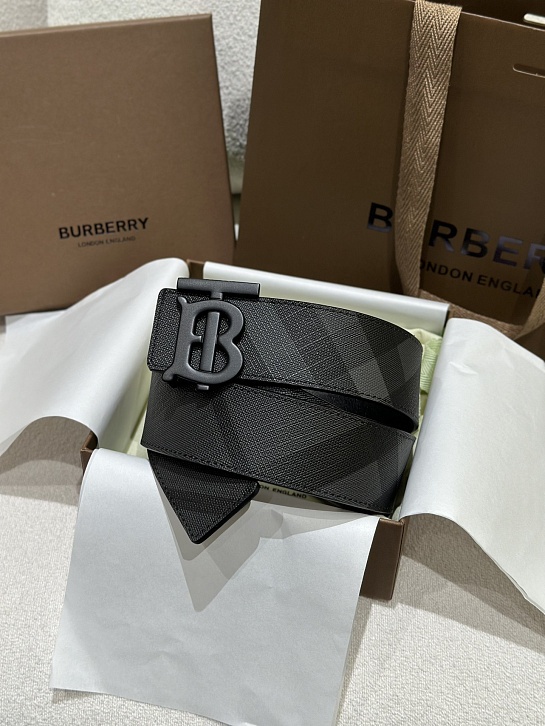 Кожаный ремень Burberry Check TB premium
