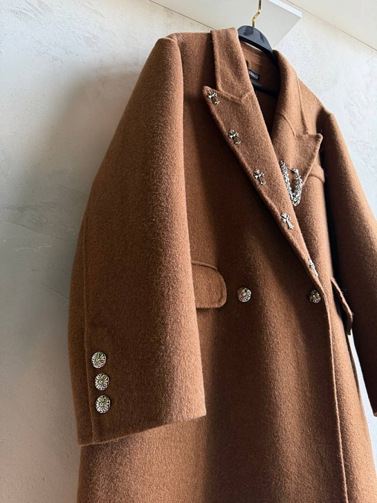Женское шерстяное пальто Chrome Hearts premium