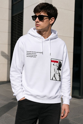 Утеплённое худи на флисе Dsquared2 x Ibrahimovic "ICON" - White   