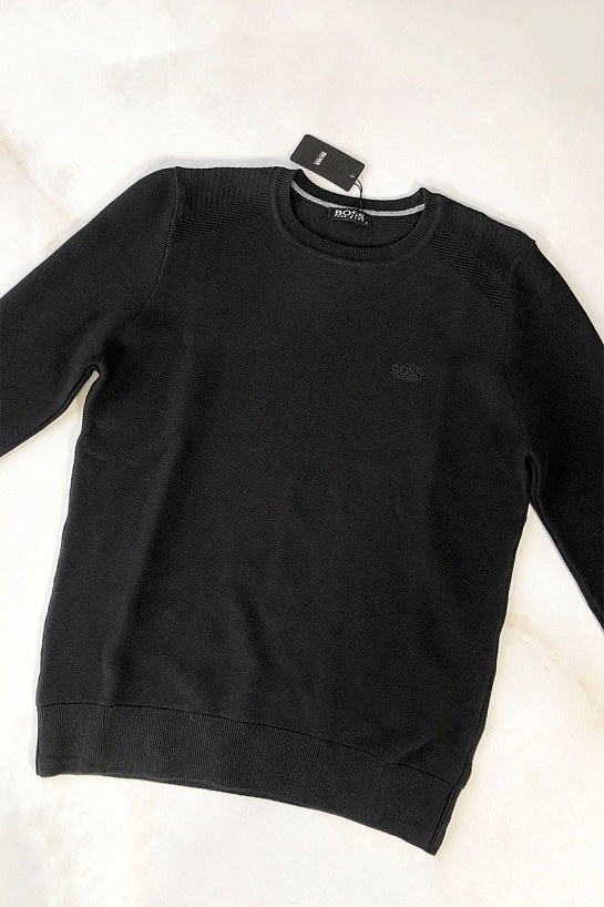 Чёрный мужской джемпер Hugo Boss logo-embroidered
