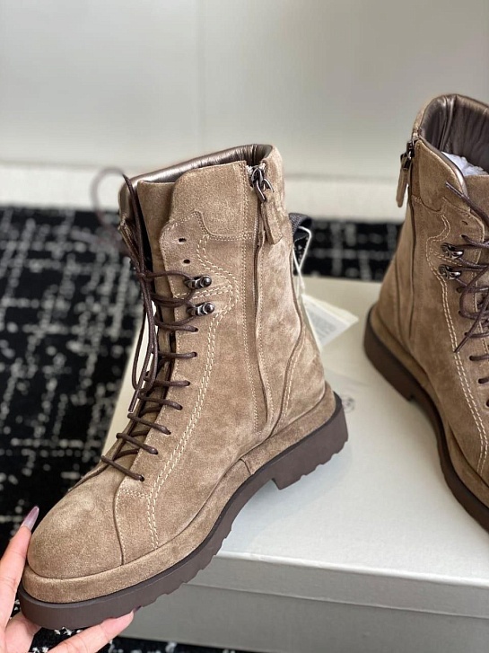 Женские замшевые ботинки Brunello Cucinelli Premium - Brown