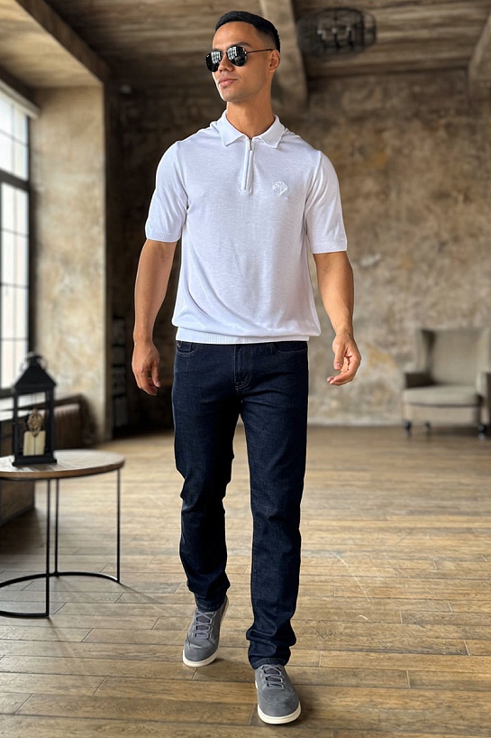 Мужское поло Stefano Ricci Eagle zip-neck - White