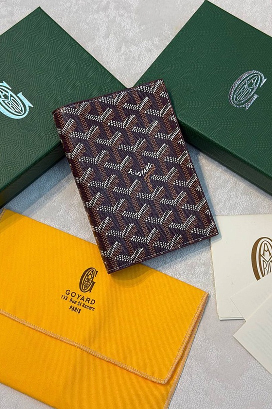 Кожаная обложка для паспорта Goyard Grenelle premium 14x10 см