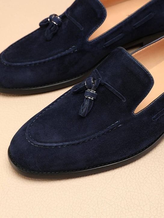 Замшевые лоферы Loro Piana tassel - Navy