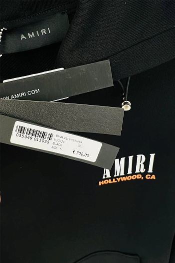 Мужское чёрное худи Amiri Bones logo-print   