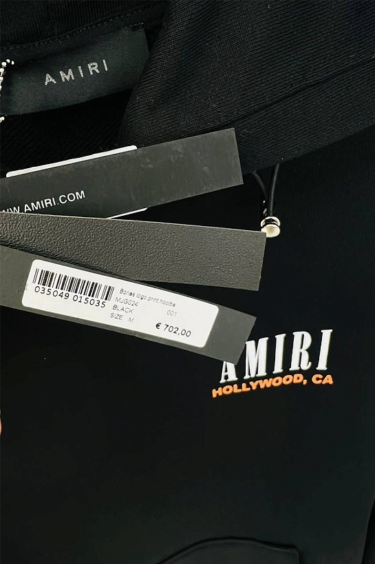 Мужское чёрное худи Amiri Bones logo-print