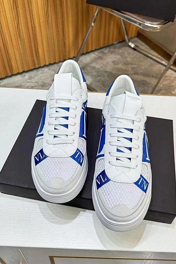 Кожаные кроссовки Valentino low-top - White / Blue   