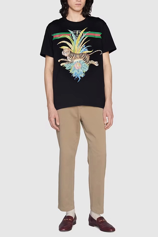 Чёрная оверсайз футболка Gucci Lunar New Year Tiger