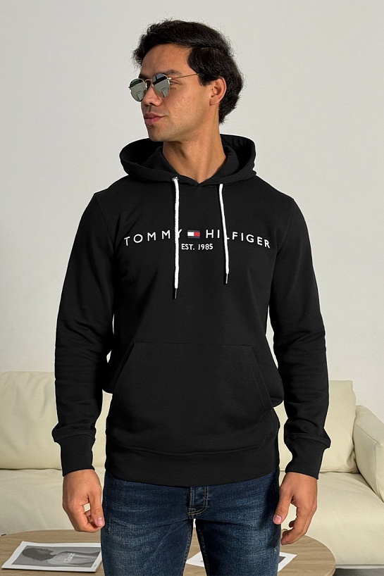 Мужское чёрное худи Tommy Hilfiger