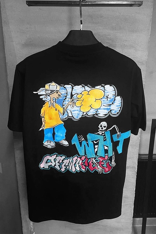 Чёрная оверсайз футболка Off-White Graff Pupp Over Skate