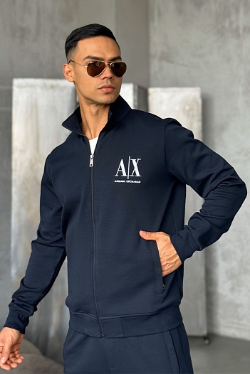 Кофта на молнии Armani Exchange logo-embroidered - Navy   