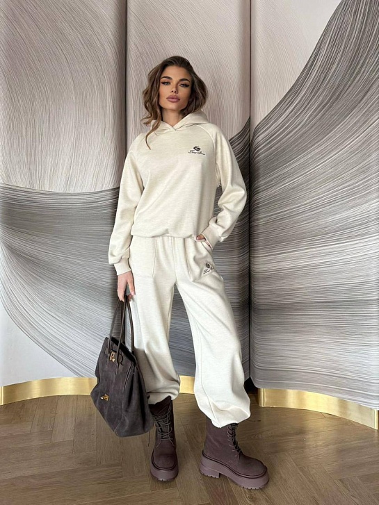 Женский костюм тройка на флисе Loro Piana premium - Beige