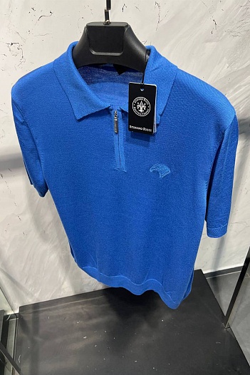 Мужское поло Stefano Ricci Eagle zip-neck - Blue   