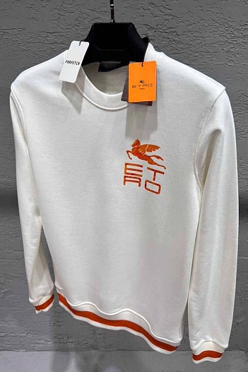 Мужская кофта Etro белого цвета logo-print   