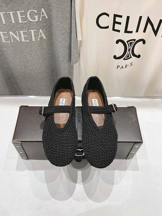 Женские плетёные балетки ALaia Premium - Black