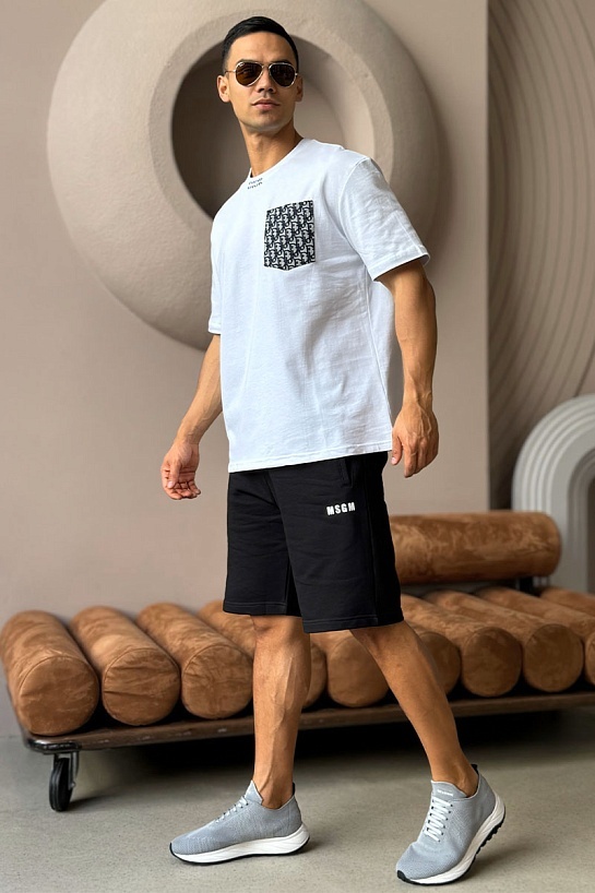 Белая оверсайз футболка Dior pocket logo