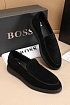 Замшевые лоферы Hugo Boss embossed logo - Black