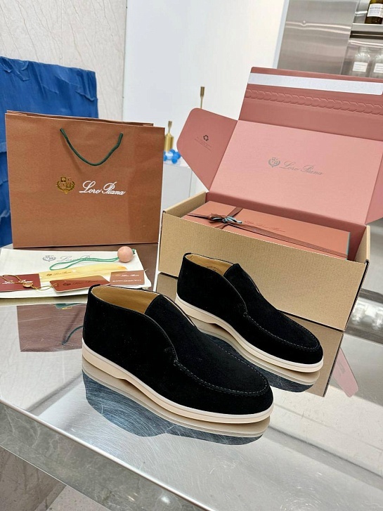 Женские замшевые лоферы Loro Piana premium - Black