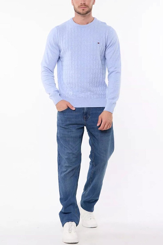 Мужской джемпер Tommy Hilfiger logo-embroidered - Blue