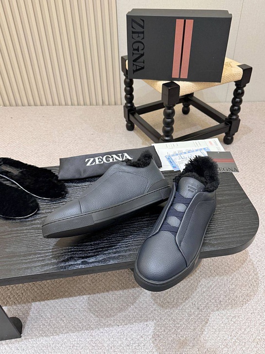 Кроссовки с мехом Ermenegildo Zegna Triple Stitch high-top
