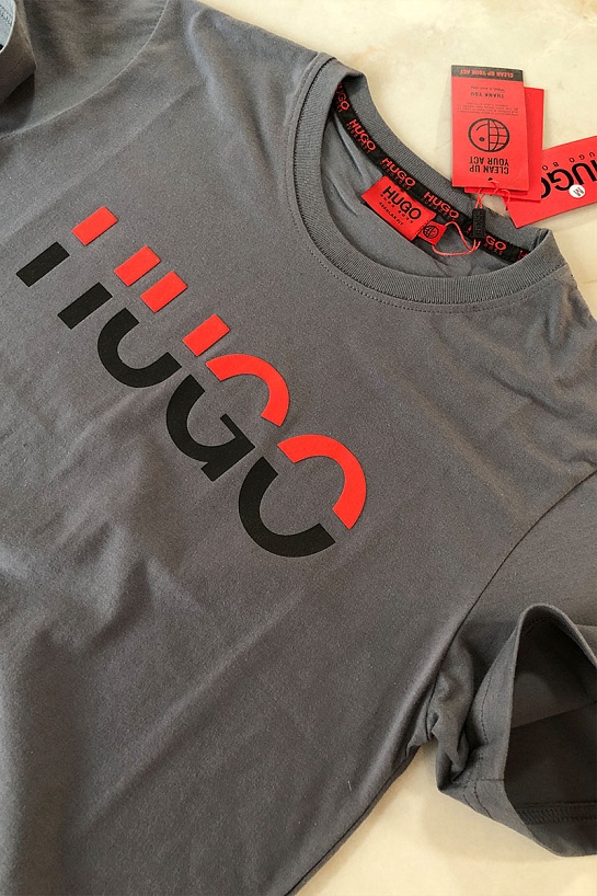 Мужская серая футболка Hugo Boss