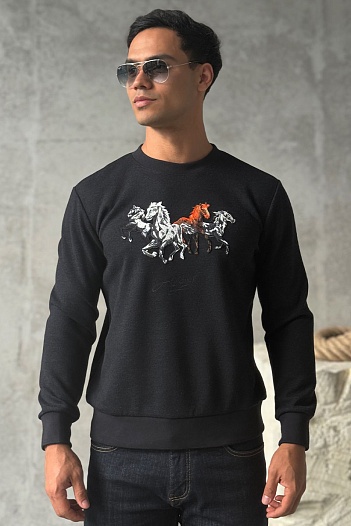 Мужской свитшот Hermes чёрного цвета   