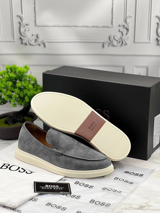 Мужские замшевые лоферы Hugo Boss Randy - Grey