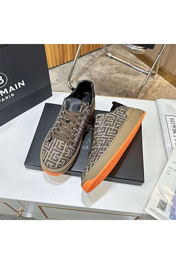 Мужские кроссовки Balmain Monogram B-Court - Brown   