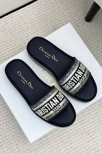 Женские шлёпанцы на платформе Dior Premium - Navy   
