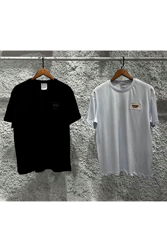 Чёрная оверсайз футболка Moschino logo-patch