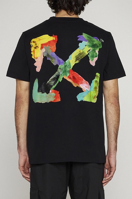 Чёрная оверсайз футболка Off-White Brush Arrow