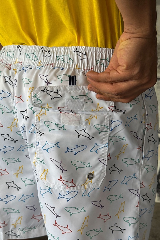 Мужские белые шорты Paul & Shark shark-print