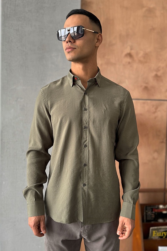 Мужская рубашка Hermes H embroidered - Khaki