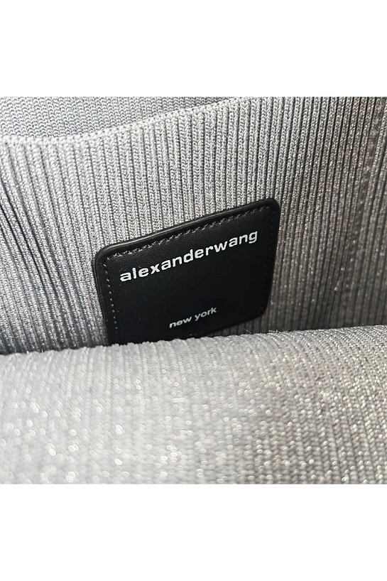 Женская серая сумка Alexander Wang Ryan ribbed-knit 26x20 см
