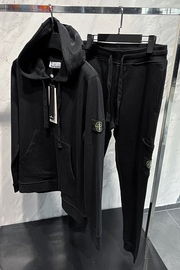 Мужская чёрная кофта на молнии Stone Island Compass-patch   