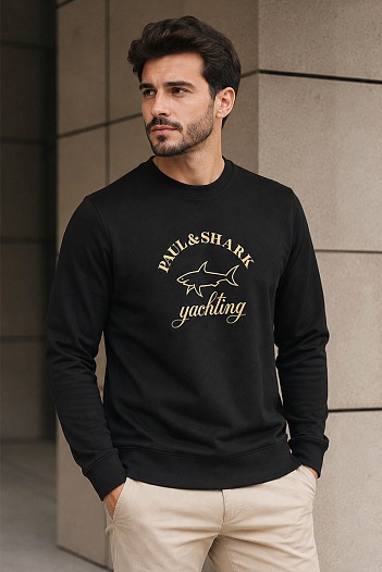 Мужской чёрный свитшот Paul & Shark logo-embroidered   